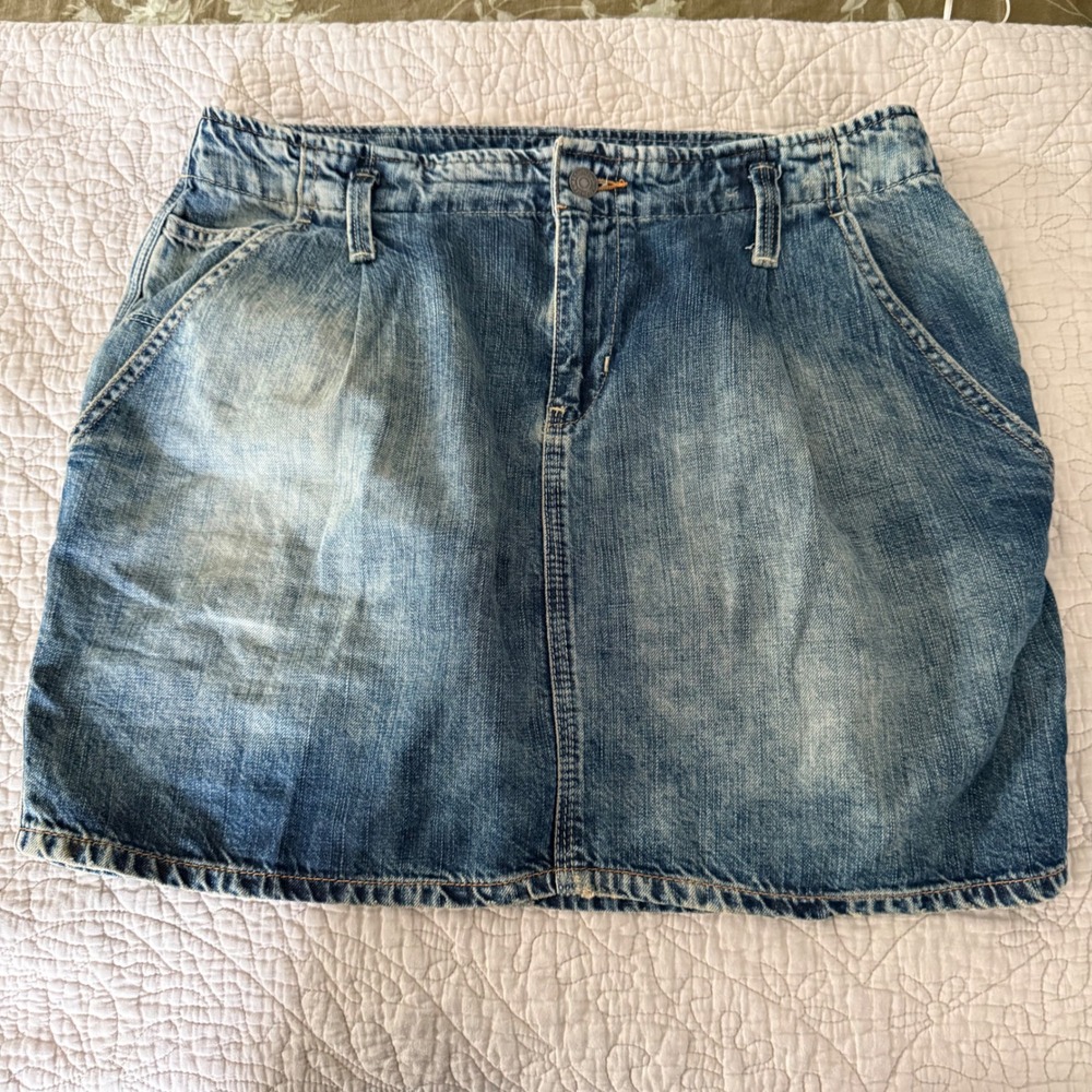 Denim & Supply Ralph Lauren Denim Mini Skirt Distressed Blue Size 30 Y2K